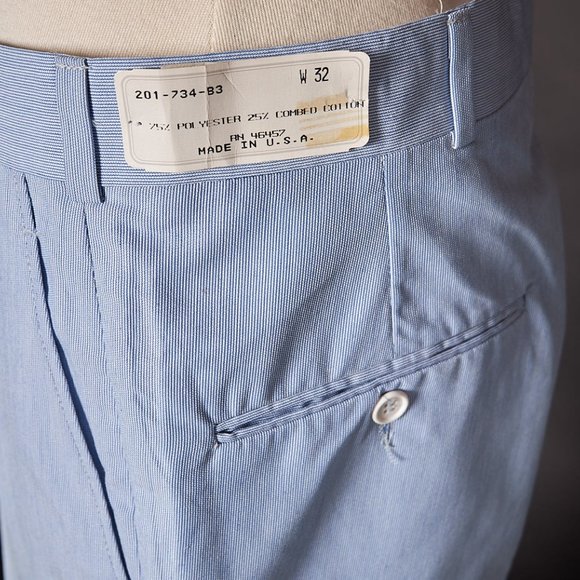 1980s Blue Pin Stripe Deadstock Pants - Picture 9 of 11